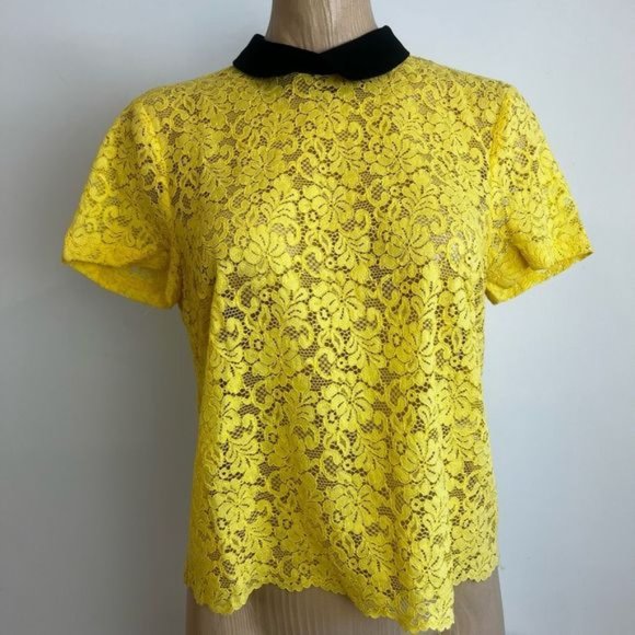 Zara Twee Women’s Cottagecore Peasant Collared Lace Blouse Top Collared Medium - Picture 1 of 9